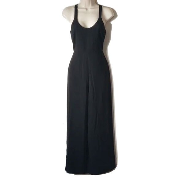 NWT Madewell Scoopneck Wide-Leg Jumpsuit 00 True Black Crepe MA603 - Picture 2 of 15